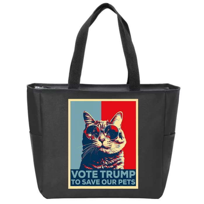 Vote Trump To Save Our Pets 2024 Poster Trump Cats & Dogs Zip Tote Bag