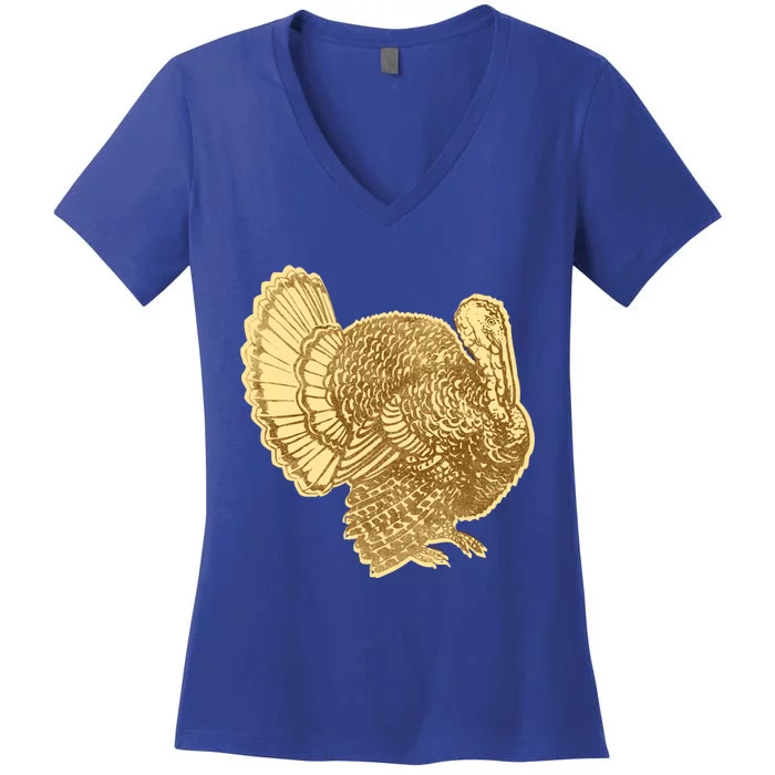 Vintage Thanksgiving Turkey Gift Women's V-Neck T-Shirt