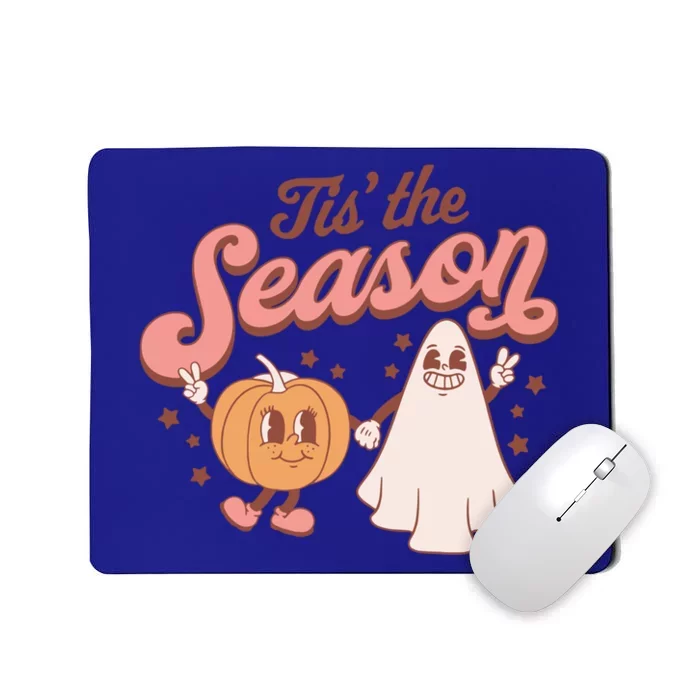 Vintage Tis' The Season Cute Pumpkin Ghost Halloween Costume Gift Mousepad