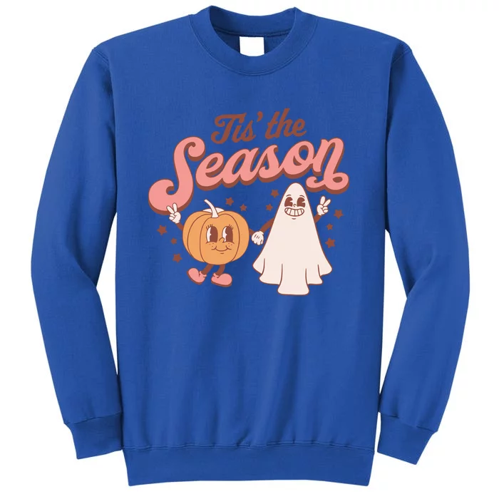 Vintage Tis' The Season Cute Pumpkin Ghost Halloween Costume Gift Tall Sweatshirt