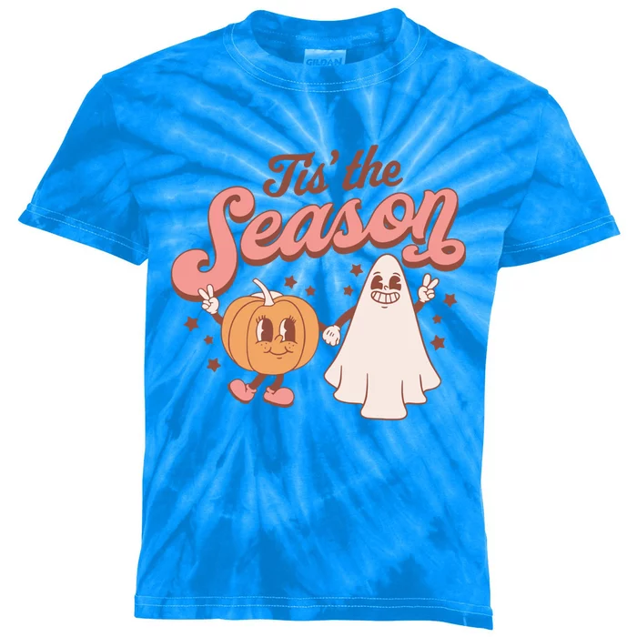 Vintage Tis' The Season Cute Pumpkin Ghost Halloween Costume Gift Kids Tie-Dye T-Shirt