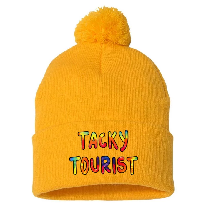 Vacation Tacky Tourist Costume Tie Dye Tacky Traveler Day Pom Pom 12in Knit Beanie