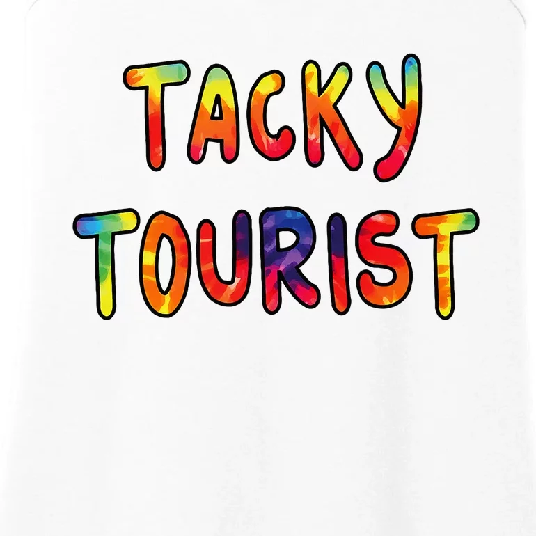 Vacation Tacky Tourist Costume Tie Dye Tacky Traveler Day Ladies Essential Tank