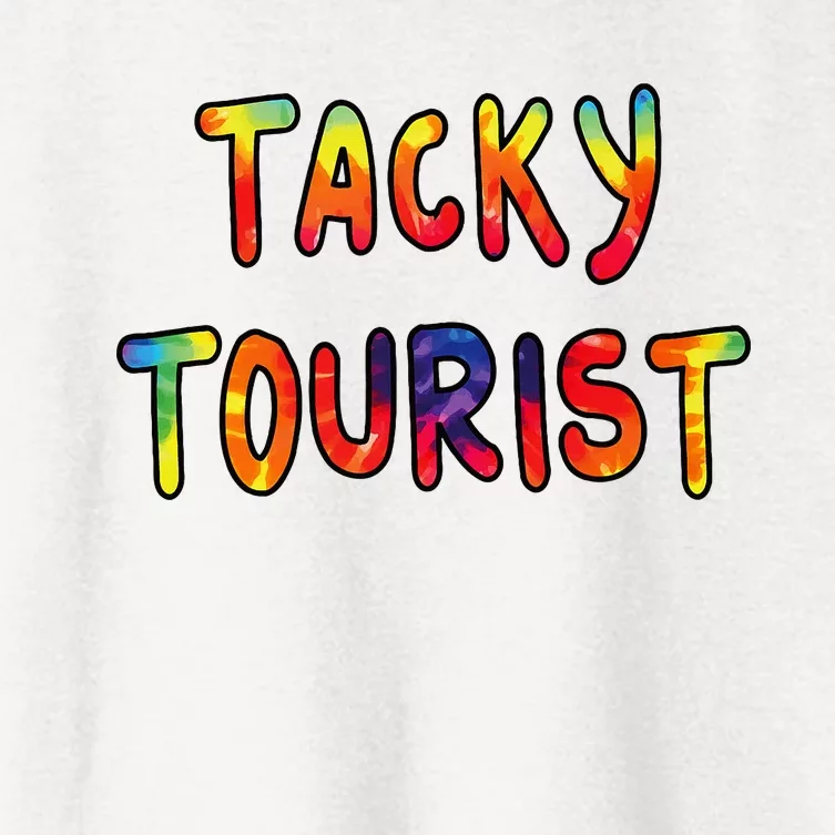 Vacation Tacky Tourist Costume Tie Dye Tacky Traveler Day Women's Crop Top Tee