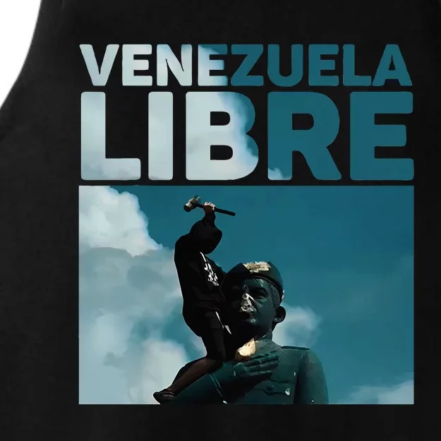 Venezuela To The End Fall Of The Statue Of Chavez Ladies Tri-Blend Wicking Tank