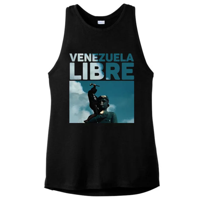 Venezuela To The End Fall Of The Statue Of Chavez Ladies Tri-Blend Wicking Tank