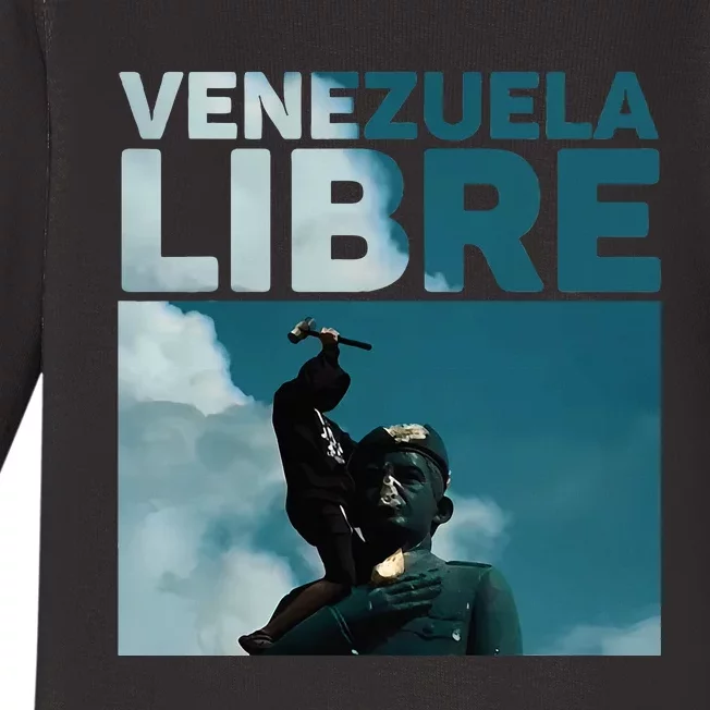 Venezuela To The End Fall Of The Statue Of Chavez Baby Long Sleeve Bodysuit