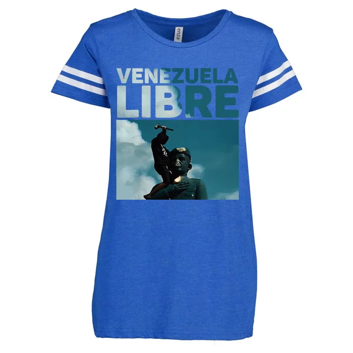 Venezuela To The End Fall Of The Statue Of Chavez Enza Ladies Jersey Football T-Shirt