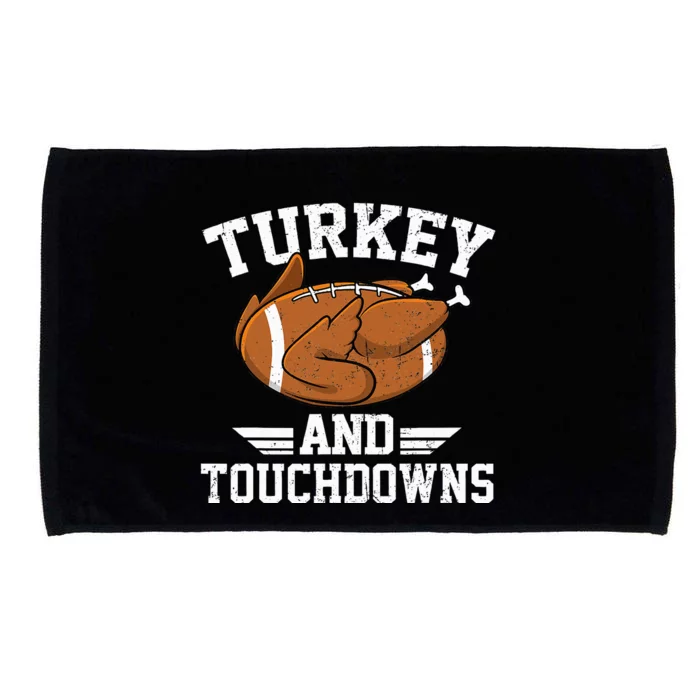 Vintage Thanksgiving Turkey & Touchdowns Football Microfiber Hand Towel