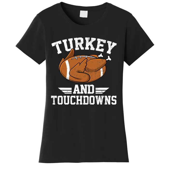 Vintage Thanksgiving Turkey & Touchdowns Football Women's T-Shirt