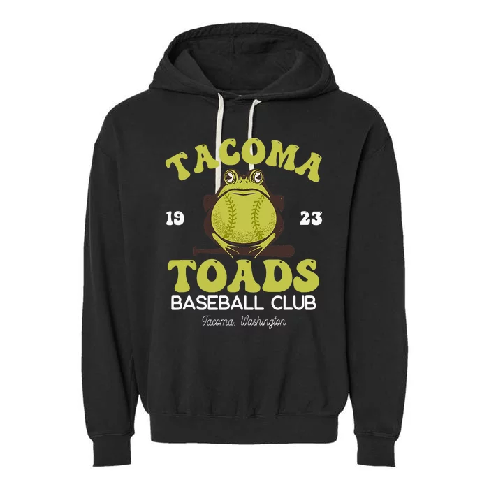 Vintage Tacoma Toads Retro Minor League Baseball Team Garment-Dyed Fleece Hoodie