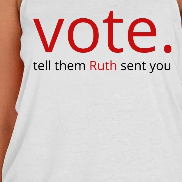 Vote Tell Them Ruth Sent You Funny Women's Knotted Racerback Tank