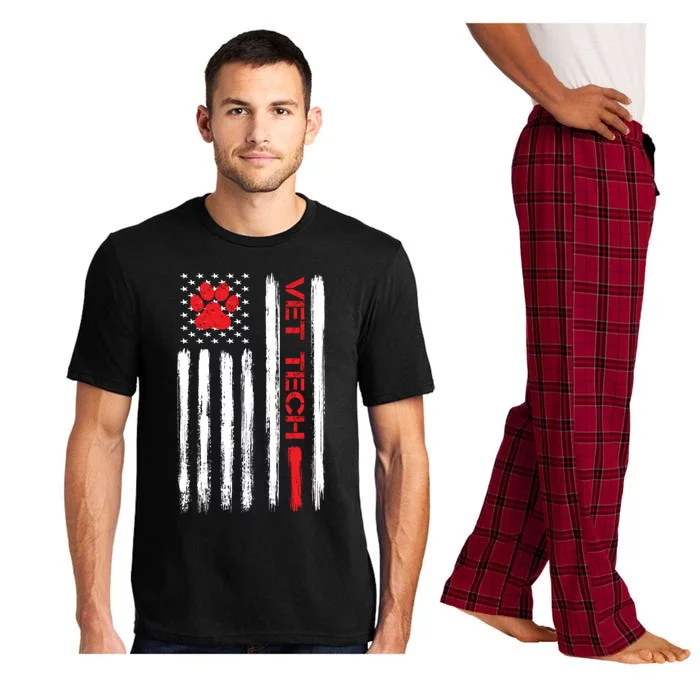 Vet Tech Veterinary Technician American Flag Paw Print Gift Pajama Set