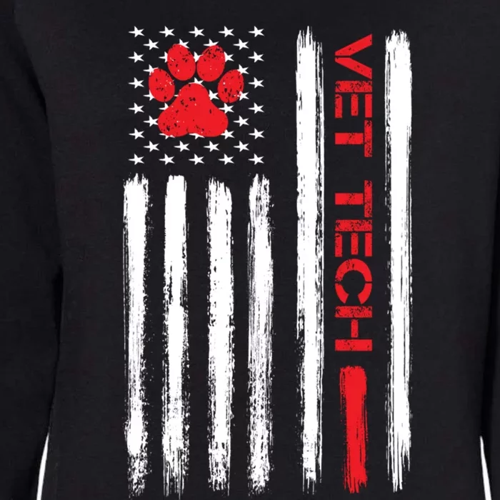 Vet Tech Veterinary Technician American Flag Paw Print Gift Womens California Wash Sweatshirt