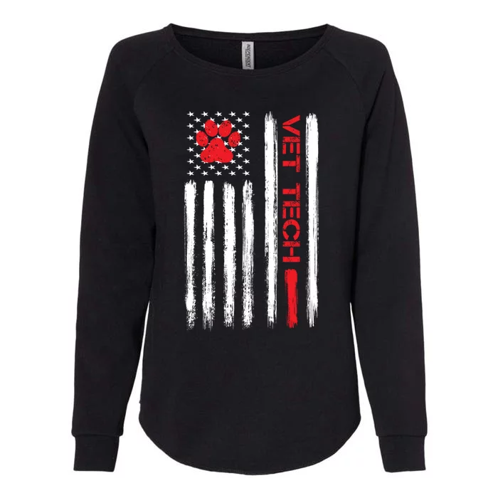 Vet Tech Veterinary Technician American Flag Paw Print Gift Womens California Wash Sweatshirt