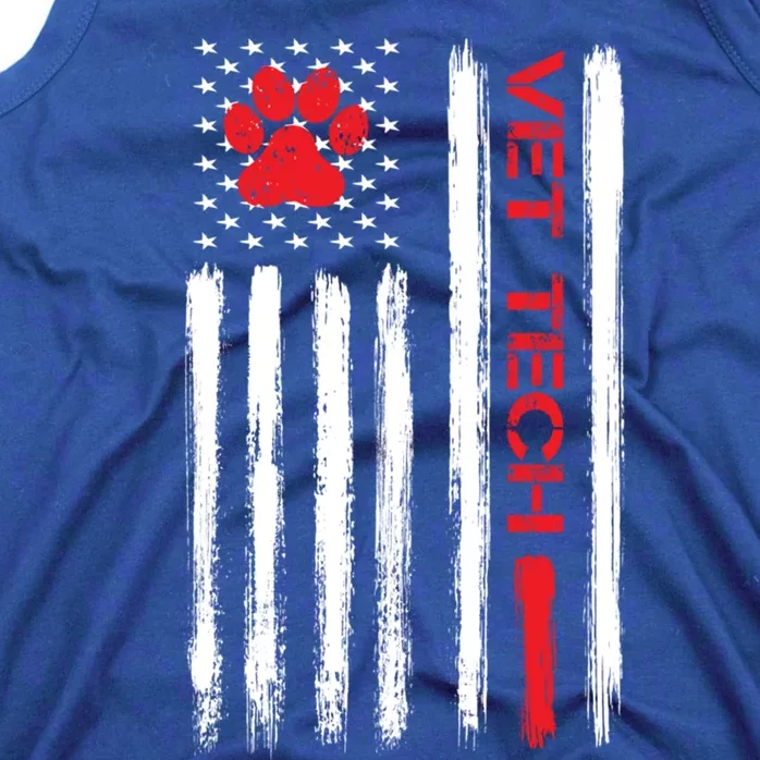 Vet Tech Veterinary Technician American Flag Paw Print Gift Tank Top