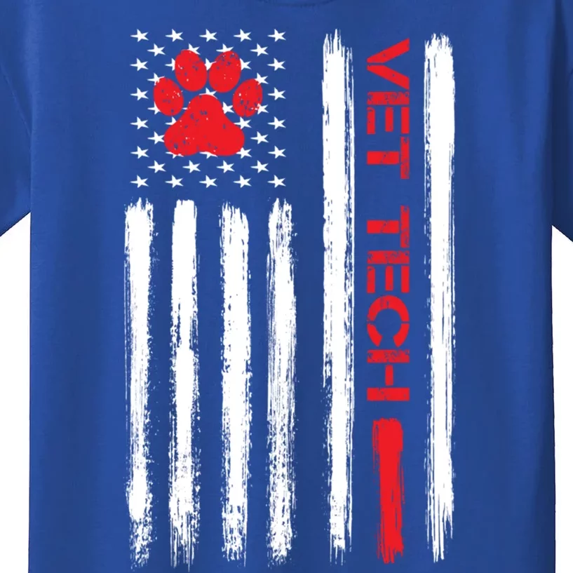 Vet Tech Veterinary Technician American Flag Paw Print Gift Kids T-Shirt