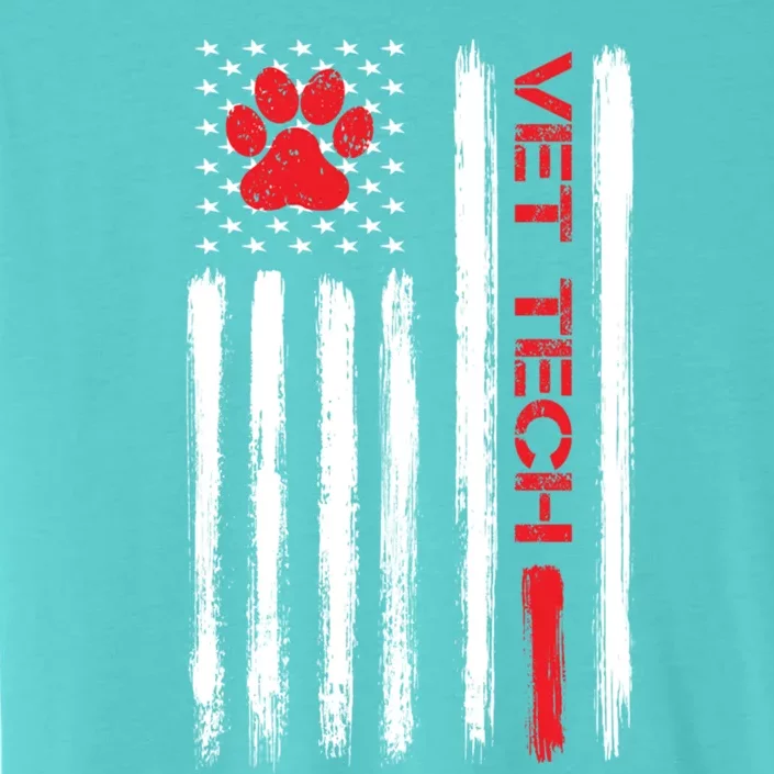 Vet Tech Veterinary Technician American Flag Paw Print Gift ChromaSoft Performance T-Shirt