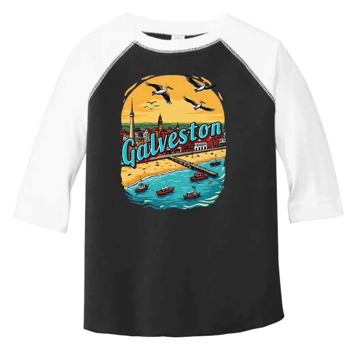 Vacation Tx Vintage Scenic Galveston Beach Texas Toddler Fine Jersey T-Shirt