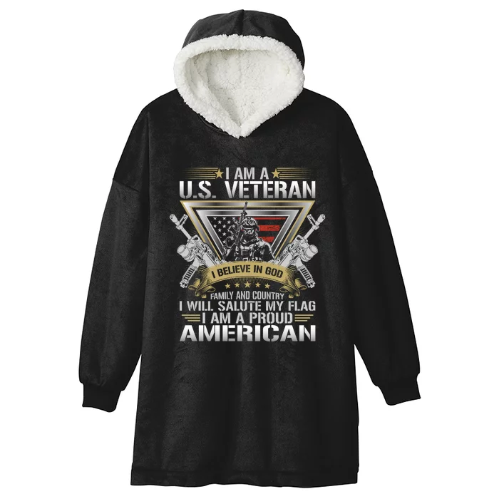 Veteran T Hooded Wearable Blanket