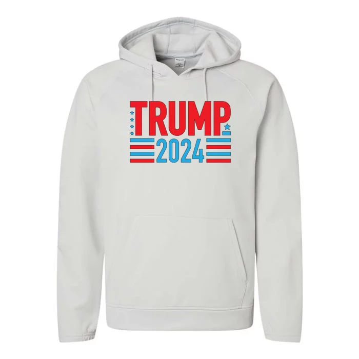 Vote Trump Vintage Groovy Trump 2024 Cool Gift Performance Fleece Hoodie