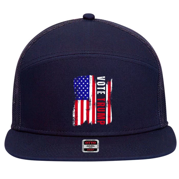 Vote Trump Vote 2024 Republica Usa Flag President Election Gift 7 Panel Mesh Trucker Snapback Hat