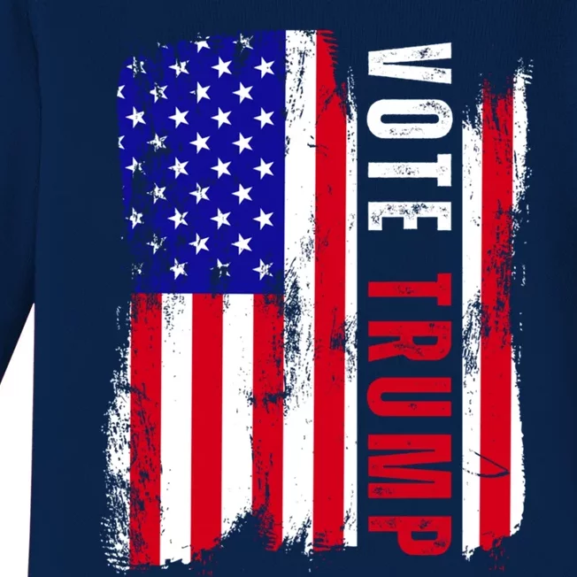 Vote Trump Vote 2024 Republica Usa Flag President Election Gift Baby Long Sleeve Bodysuit