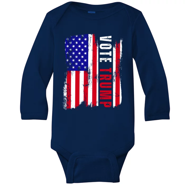 Vote Trump Vote 2024 Republica Usa Flag President Election Gift Baby Long Sleeve Bodysuit