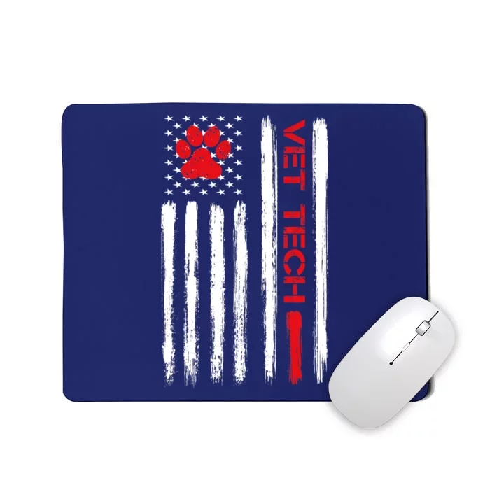 Vet Tech Veterinary Technician American Flag Paw Print Gift Mousepad