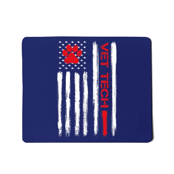 Vet Tech Veterinary Technician American Flag Paw Print Gift Mousepad