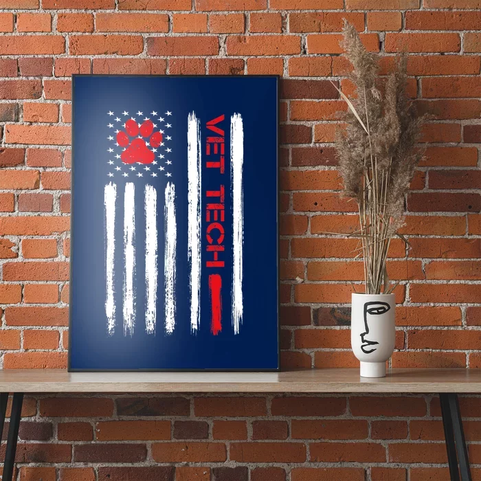 Vet Tech Veterinary Technician American Flag Paw Print Gift Poster