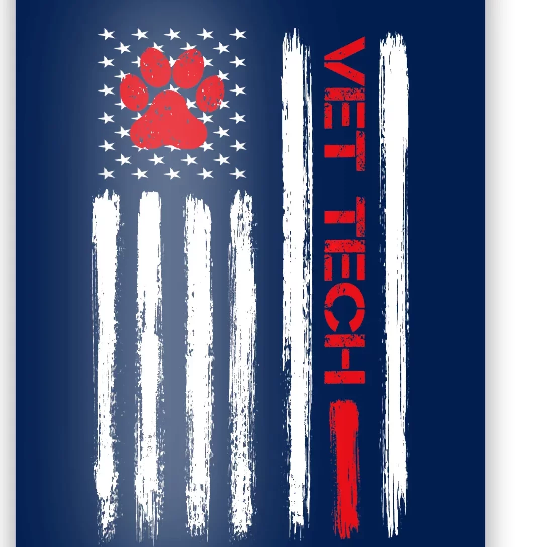 Vet Tech Veterinary Technician American Flag Paw Print Gift Poster