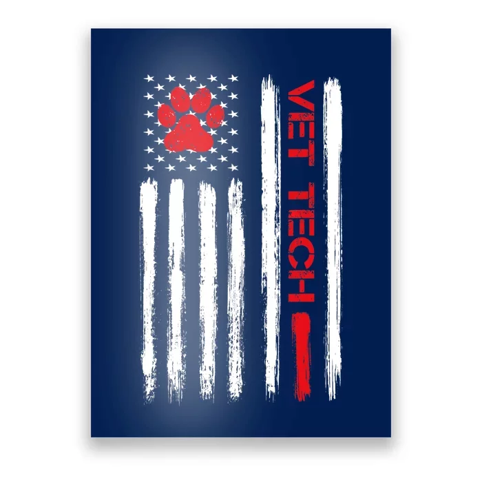 Vet Tech Veterinary Technician American Flag Paw Print Gift Poster