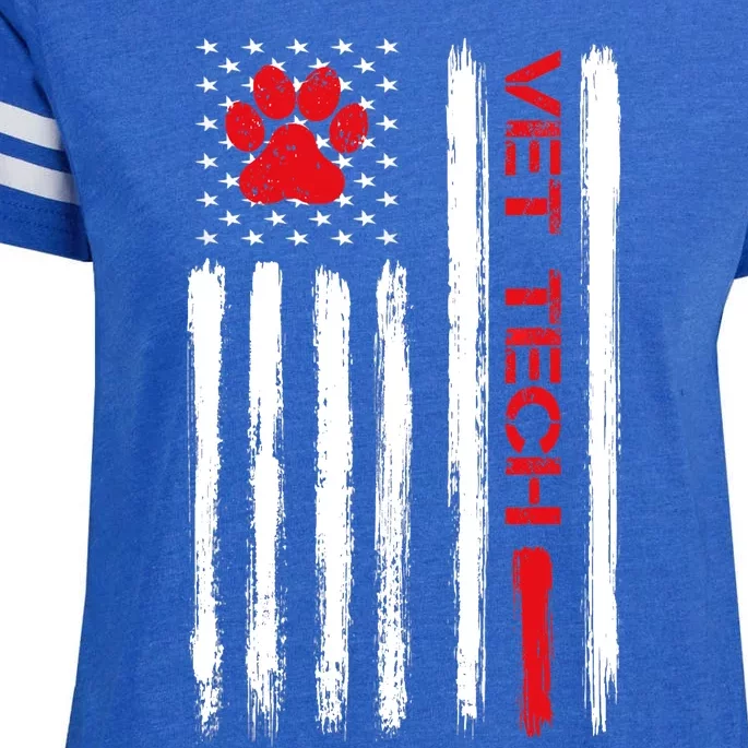 Vet Tech Veterinary Technician American Flag Paw Print Gift Enza Ladies Jersey Football T-Shirt