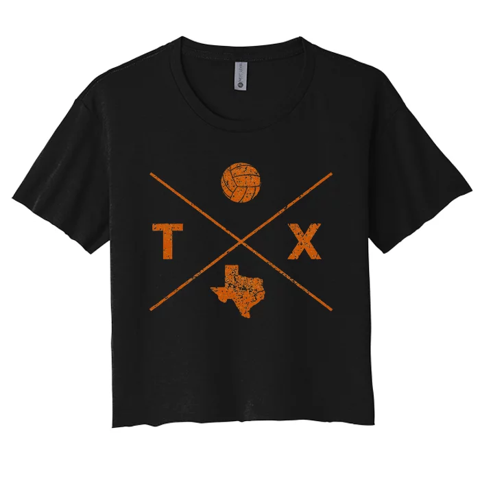 Vintage Texas Volleyball Player Coach Distressed Classic Women's Crop Top Tee