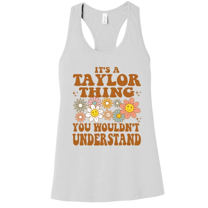 Vintage Taylor Vibes  Nostalgic and Unique Women's Racerback Tank