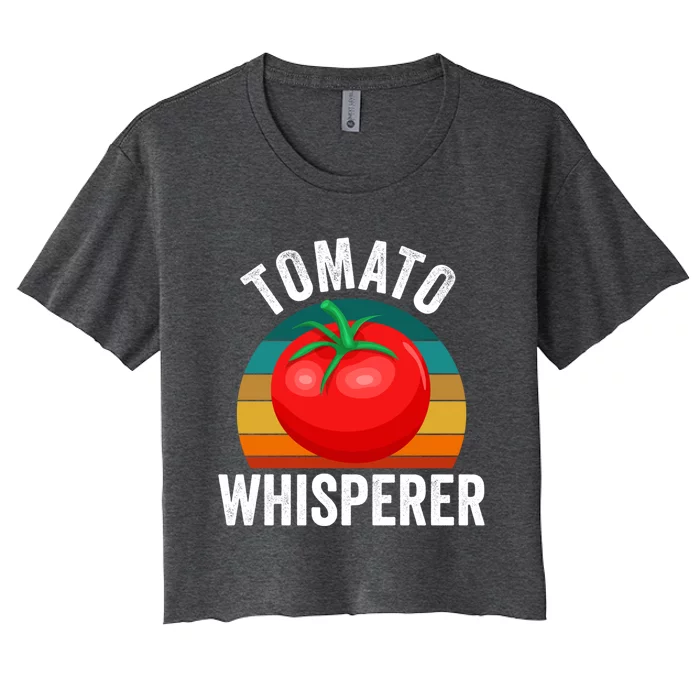 Vintage Tomato Whisperer Plant Garden Vegan Vegetarian Gift Women's Crop Top Tee