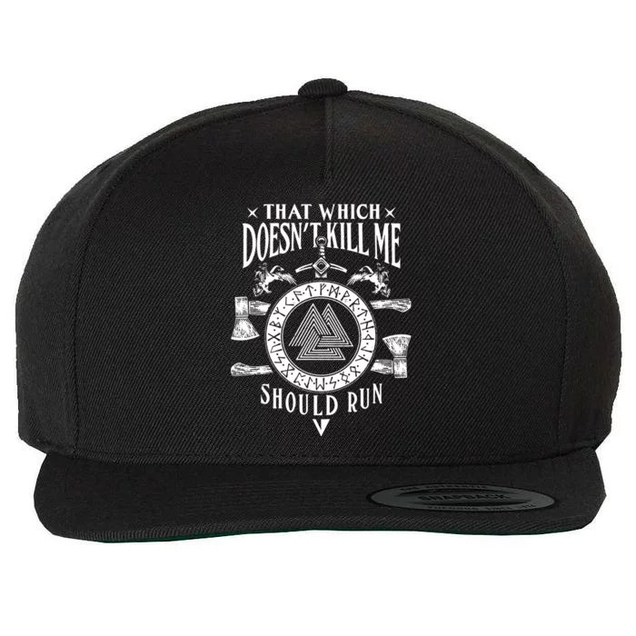 Viking That Which Does Not Kill Me Norse Nordic Wool Snapback Cap