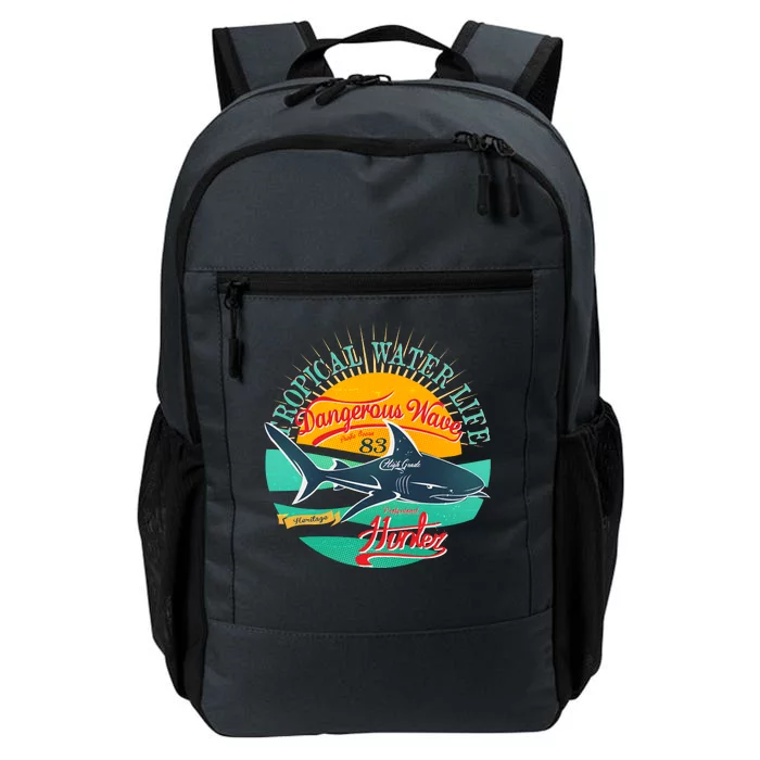 Vintage Tropical Water Life Dangerous Wave Hunter Shark Daily Commute Backpack