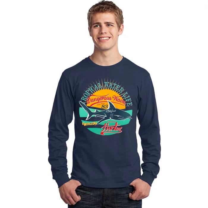 Vintage Tropical Water Life Dangerous Wave Hunter Shark Tall Long Sleeve T-Shirt