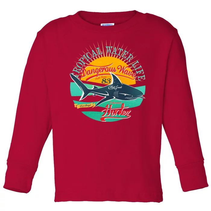 Vintage Tropical Water Life Dangerous Wave Hunter Shark Toddler Long Sleeve Shirt