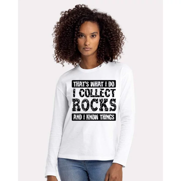 Vintage That's What I Do I Collect Rocks Funny Geologist Womens Cotton Relaxed Long Sleeve T-Shirt