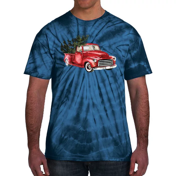 Vintage Truck Wagon Christmas Tree Xmas For Farmer Tie-Dye T-Shirt