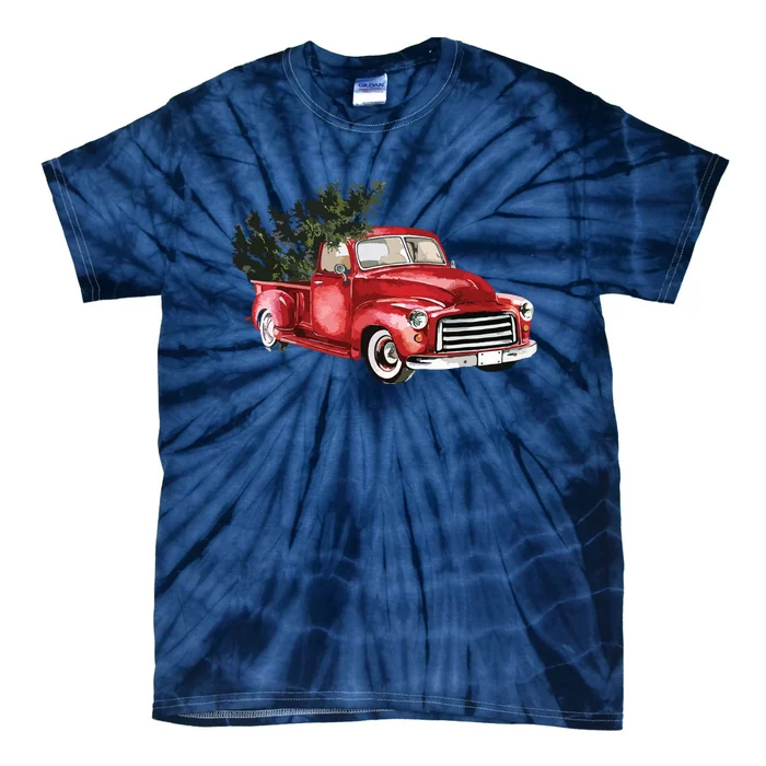 Vintage Truck Wagon Christmas Tree Xmas For Farmer Tie-Dye T-Shirt