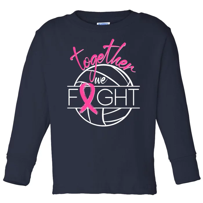 Volleyball Together We Fight Breast Cancer Awareness Toddler Long Sleeve Shirt