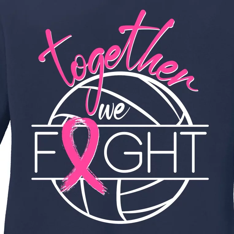 Volleyball Together We Fight Breast Cancer Awareness Ladies Long Sleeve Shirt