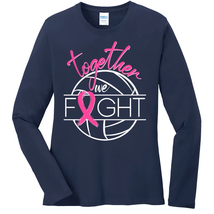 Volleyball Together We Fight Breast Cancer Awareness Ladies Long Sleeve Shirt