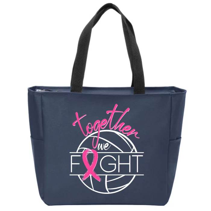 Volleyball Together We Fight Breast Cancer Awareness Zip Tote Bag