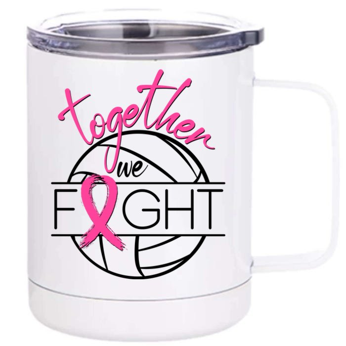 Volleyball Together We Fight Breast Cancer Awareness Front & Back 12oz Stainless Steel Tumbler Cup