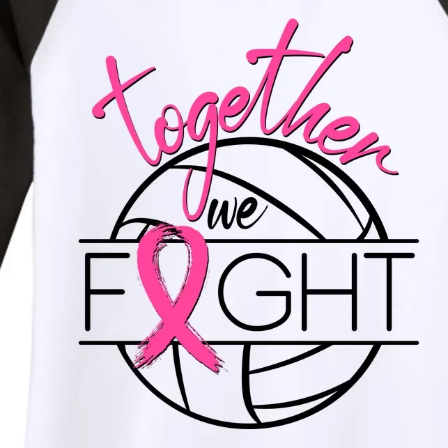 Volleyball Together We Fight Breast Cancer Awareness Women's Tri-Blend 3/4-Sleeve Raglan Shirt